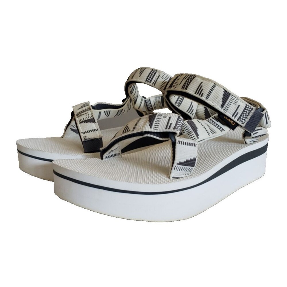 Teva Women's Flatform Universal Chara Bright White Sandals 1008844 Size 8